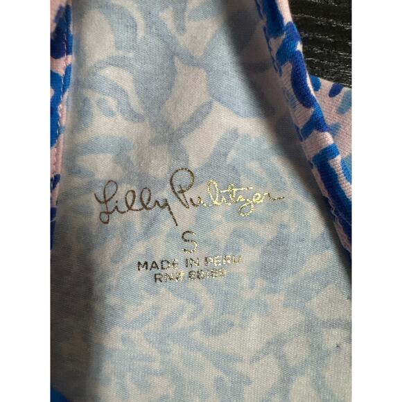 Lilly Pulitzer Blue Pink Seashell Print Sleeveless Tank Top Small S Cotton Blend - Picture 4 of 5